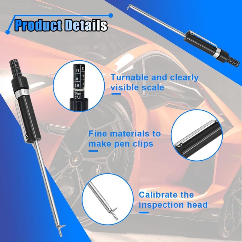LHDOS Brake Pad Thickness Gauge Measure Tool with Scale- Brake Shoe Gauge Car Brake Measuring Tool for Internal External Brake Pads Tester Measurement- Auto Brake Pad Thickness Detection Pen Scale - Image 3
